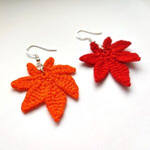 autumn leaves micro crochet earrings