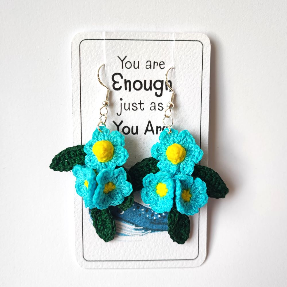 forget me not micro ccrochet earrings