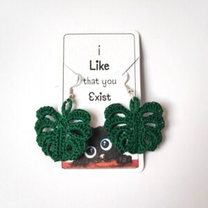 monstera micro ccrochet earrings